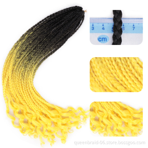 SMARTBRAID Wave Crochet Hair 24Inch Goddess Box Braids Crochet Braid Hair Extensions Ombre Synthetic Box Looped With Curly End